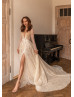 Beaded Sexy Shining Lace Tulle High Slit Wedding Dress Beaded Sexy Shining Lace Tulle High Slit Wedding Dress